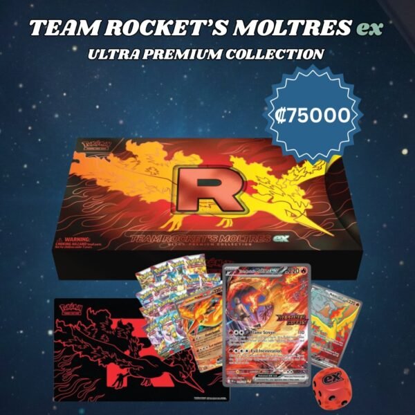 El regreso triunfal del Equipo Rocket! 🚀🔥Lleva tu colección al siguiente nivel con la imponent Team Rocket’s Moltres ex Ultra-Premium Collection